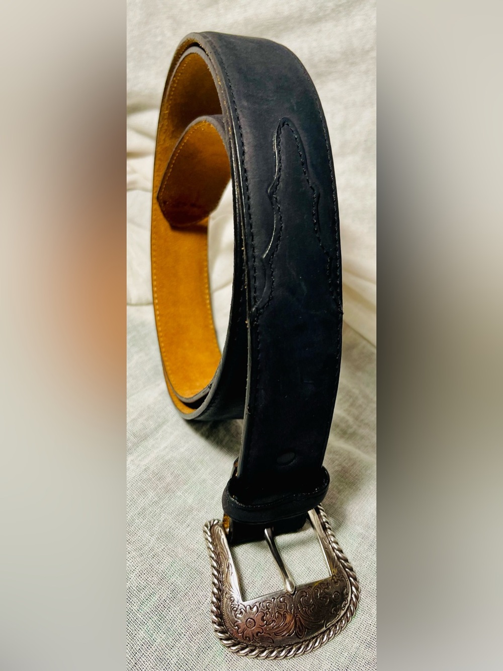 Silver Creek Collection Black Genuine Leather Classic Western Belt Size 48 USA
